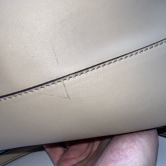 Anne Klein Faux Leather Deep Cream Domed Large‎ Bag - Picture 3 of 10